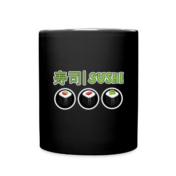Kawaii Japanese Food Salmon Salmon Sushi Roll - Full Colour Mug - black - Front