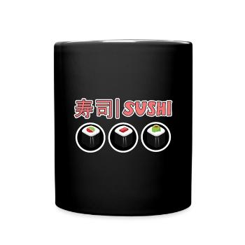 Kawaii Japanese Food Salmon Salmon Sushi Roll - Full Colour Mug - black - Front