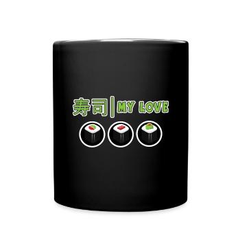 Kawaii Japanese Food Salmon Salmon Sushi Roll - Full Colour Mug - black - Front