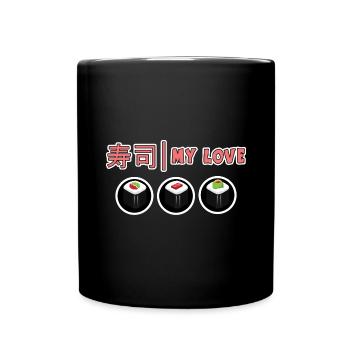 Kawaii Japanese Food Salmon Salmon Sushi Roll - Full Colour Mug - black - Front