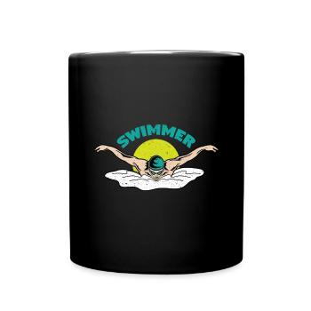 Schwimmer Schwimmen 50 Meter Bahn - Tasse einfarbig - Schwarz - Vorne