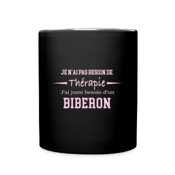 Cadeau naissance enfant thérapie biberon - Mug uni - noir - Devant