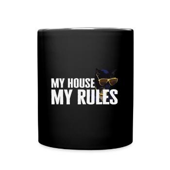 My house. My rules. - Funny cat design - Full Colour Mug - black - Front