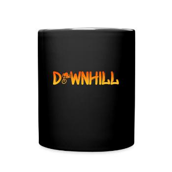Downhill mit Biker - Tasse einfarbig - Schwarz - Vorne