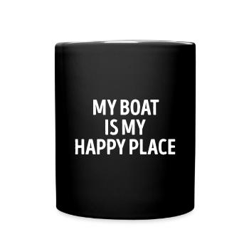 Mon bateau est mon endroit heureux Pêche amusante - Mug uni - noir - Devant