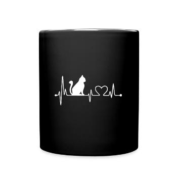 Chemise de battement de coeur de chat - Mug uni - noir - Devant