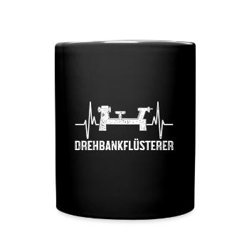 Drechselmaschine Drehbank Herzschlag - Tasse einfarbig - Schwarz - Vorne