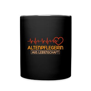 Altenpflegerin Leidenschaft Herzschlag Pfleger - Tasse einfarbig - Schwarz - Vorne