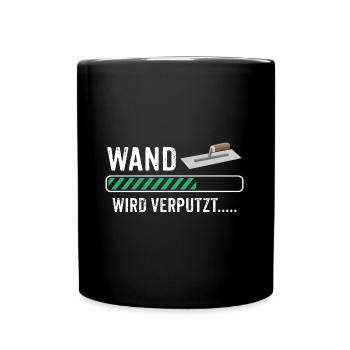 Stuckateur Wand verputzen Verputzer - Tasse einfarbig - Schwarz - Vorne