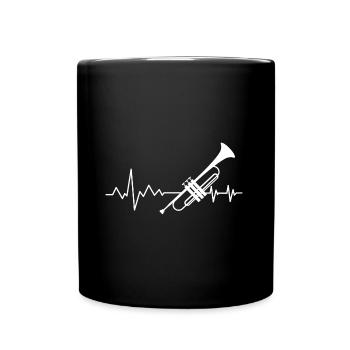 Trompetenspieler Herzschlag EKG Musiker - Tasse einfarbig - Schwarz - Vorne