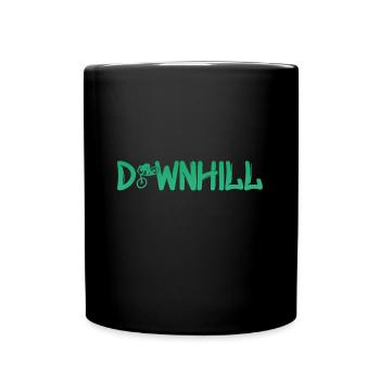 Downhill mit Biker - Bike - Biken - Tasse einfarbig - Schwarz - Vorne