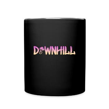 Downhill mit Biker - Tasse einfarbig - Schwarz - Vorne