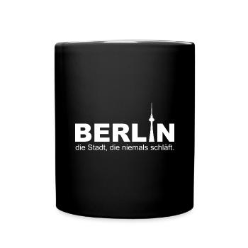 Berlin - Die Stadt die niemals schläft - Tasse einfarbig - Schwarz - Vorne