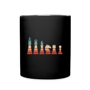 Vintage Schachfiguren Schach - Tasse einfarbig - Schwarz - Vorne