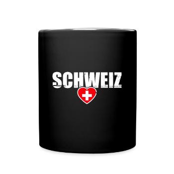 Switzerland Vintage Schweizer Flagge Schweiz - Tasse einfarbig - Schwarz - Vorne