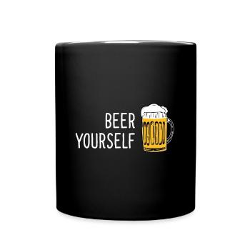 Beer Yourself Beer Lovers Sayings Minimalist - Full Colour Mug - black - Front