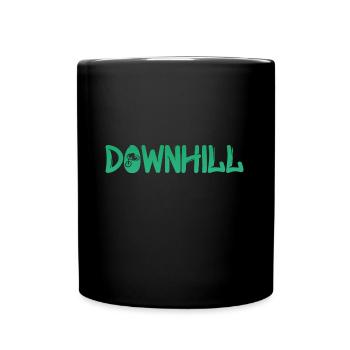 Downhill mit Biker - Bike - Biken - Tasse einfarbig - Schwarz - Vorne