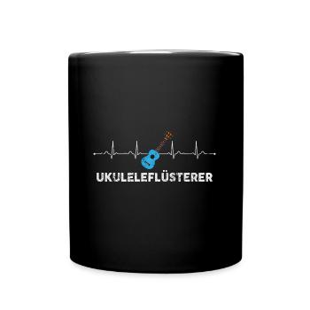 Ukulele Flüsterer Herzschlag kleine Gitarre - Tasse einfarbig - Schwarz - Vorne