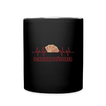 Schafkopf flüsterer Herzschlag Schafkopfen - Tasse einfarbig - Schwarz - Vorne