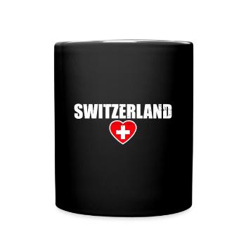 Schweiz Vintage Schweizer Flagge - Tasse einfarbig - Schwarz - Vorne
