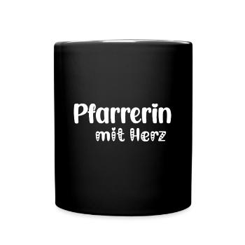 Pfarrerin mit Herz Jesus Glaube Kirche - Tasse einfarbig - Schwarz - Vorne