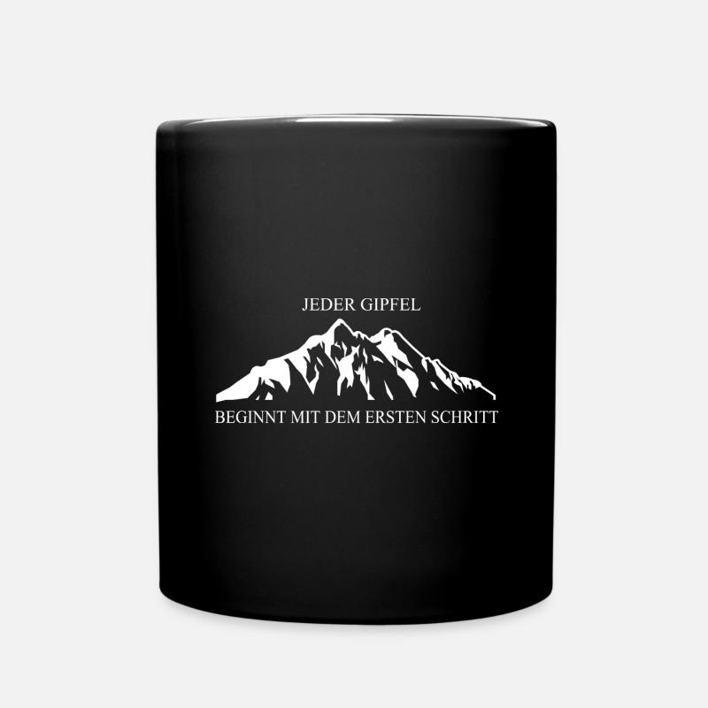 Klassische Berglandschaft: Jeder Gipfel beginnt - Tasse einfarbig - Schwarz