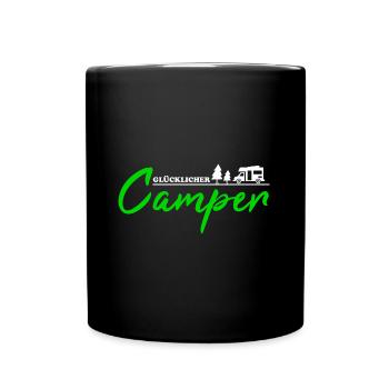 Camping echt glücklicher Wohnmobil Geschenk Camper - Tasse einfarbig - Schwarz - Vorne