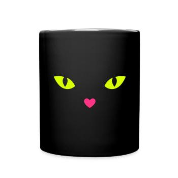 CAT LOVE - yeux de chat - Mug uni - noir - Devant