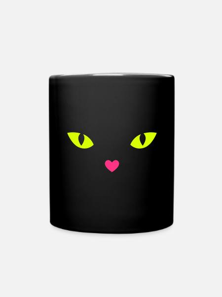 CAT LOVE - cat's eyes - Full Colour Mug - black