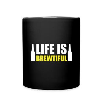Bier macht das Leben schöner - Tasse einfarbig - Schwarz - Vorne