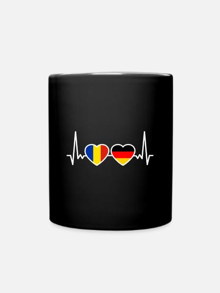 Rumänien Deutschland Herzschlag Rumänisch Deutsch - Tasse einfarbig - Schwarz