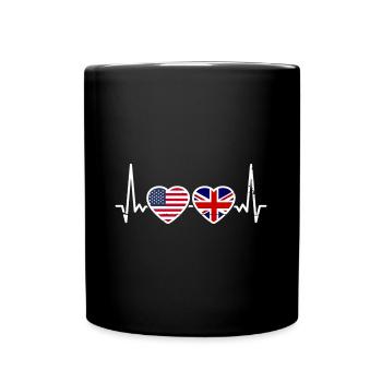 USA Great Britain Flags American British British - Full Colour Mug - black - Front