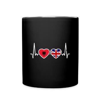 Albania United Kingdom Hearts Albanian British - Full Colour Mug - black - Front