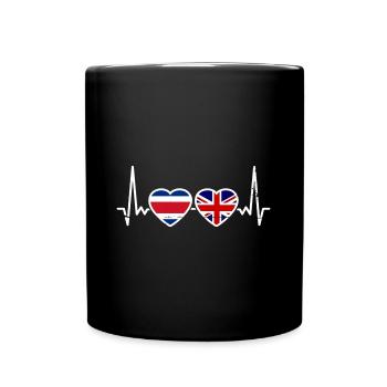 Costa Rica Great Britain Heartbeat Flag - Full Colour Mug - black - Front