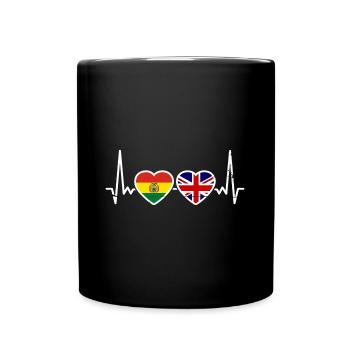 Bolivia Great Britain Heartbeat Flag - Full Colour Mug - black - Front
