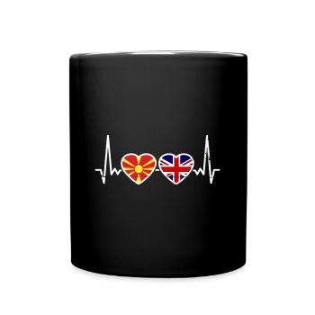 Nordmazedonien Großbritannien Flagge - Tasse einfarbig - Schwarz - Vorne