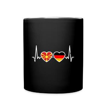 Nordmazedonien Deutschland Flagge - Tasse einfarbig - Schwarz - Vorne