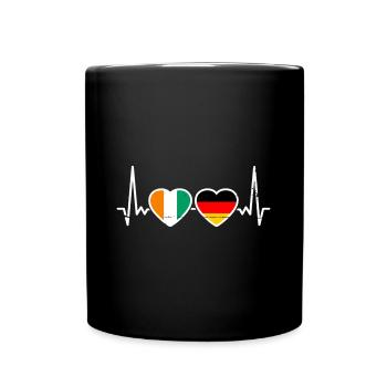 Elfenbeinküste Deutschland Herzschlag Flagge - Tasse einfarbig - Schwarz - Vorne