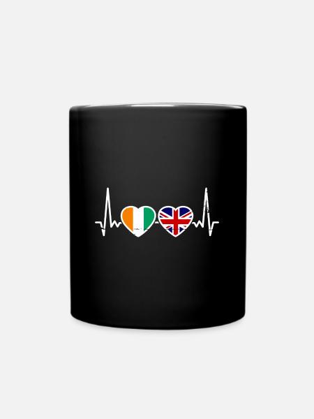 Côte d’Ivoire Grande-Bretagne Heartbeat Flag - Mug uni - noir