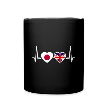 Japan Großbritannien Herzschlag Flagge Japaner - Tasse einfarbig - Schwarz - Vorne