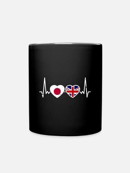 Japan Great Britain Heartbeat Flag Japanese - Full Colour Mug - black