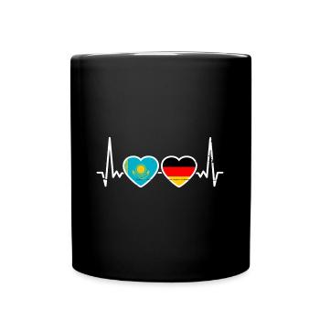 Kasachstan Deutschland Herzschlag Flagge - Tasse einfarbig - Schwarz - Vorne