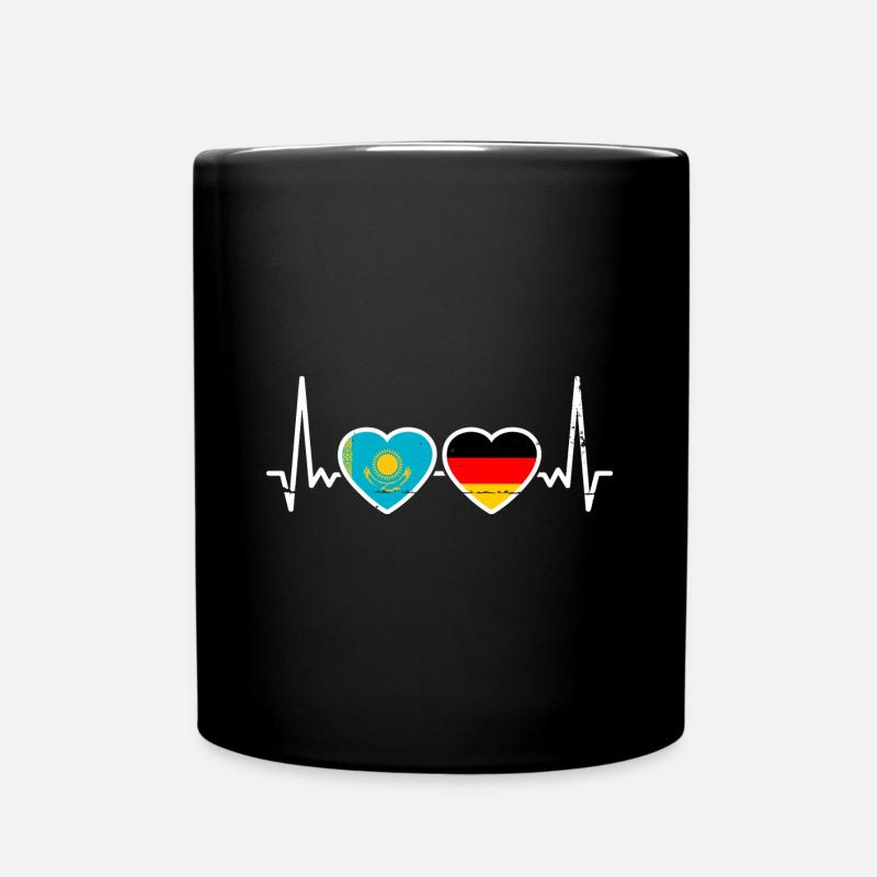 Kasachstan Deutschland Herzschlag Flagge - Tasse einfarbig - Schwarz