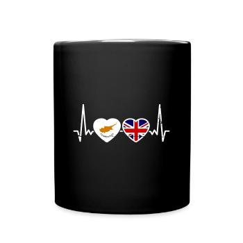Zypern Großbritannien Herzschlag Flagge - Tasse einfarbig - Schwarz - Vorne