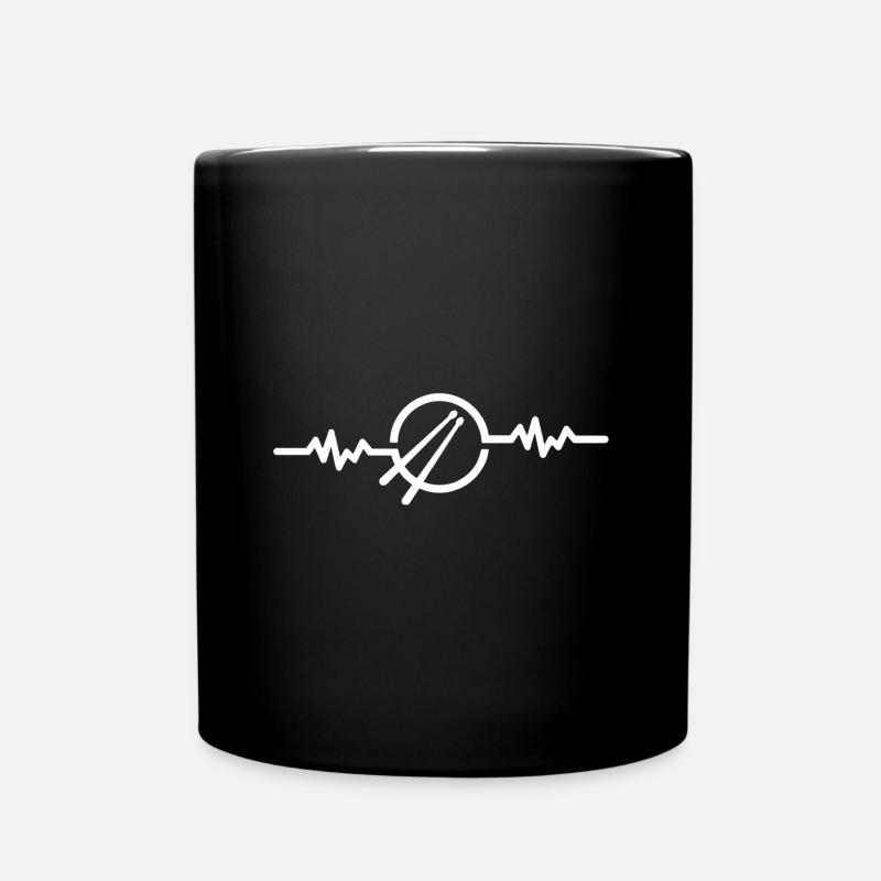 Drummer Heartbeat Shirt - Full Colour Mug - black