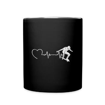 Skateboarder EKG Skateboard Skater Skate Skateing - Tasse einfarbig - Schwarz - Vorne