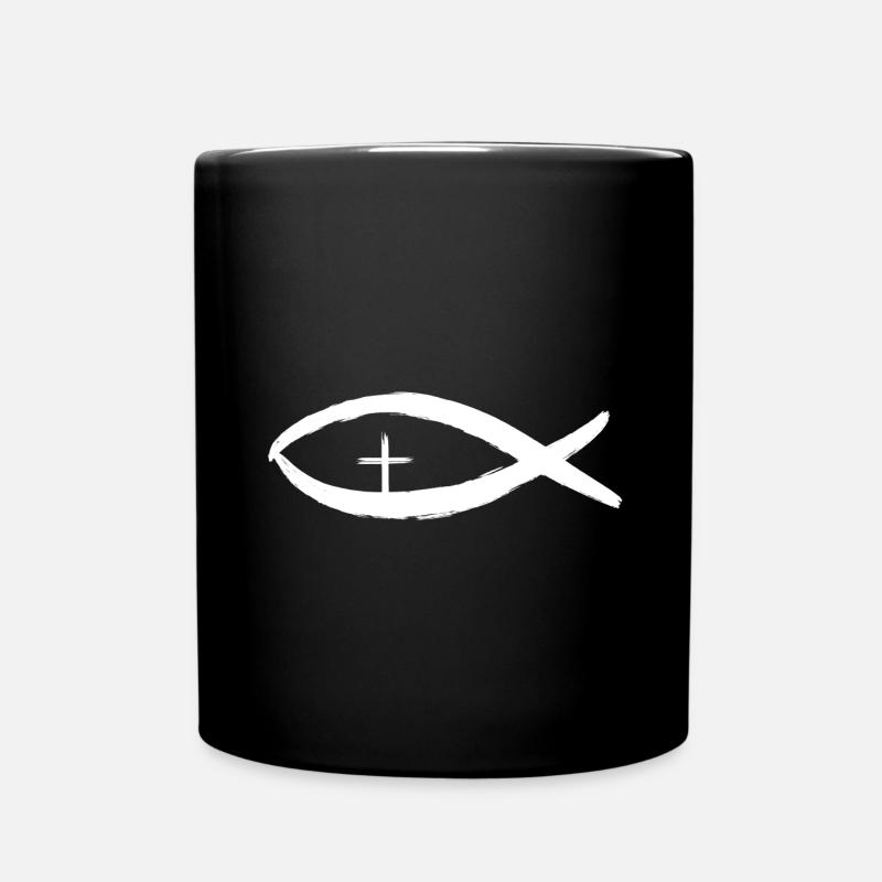 Don de foi Croix du poisson chrétien - Mug uni - noir
