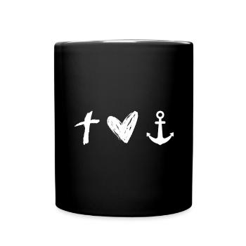 Christlich Glaube Kreuz Geschenk - Tasse einfarbig - Schwarz - Vorne