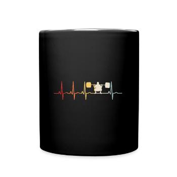 Bodybuilding Bodybuilder GYM Herzschlag Fitness - Tasse einfarbig - Schwarz - Vorne