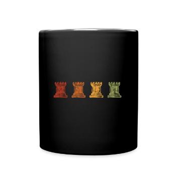 Retro Chess Chess Player Checkmate Chess Piece - Full Colour Mug - black - Front